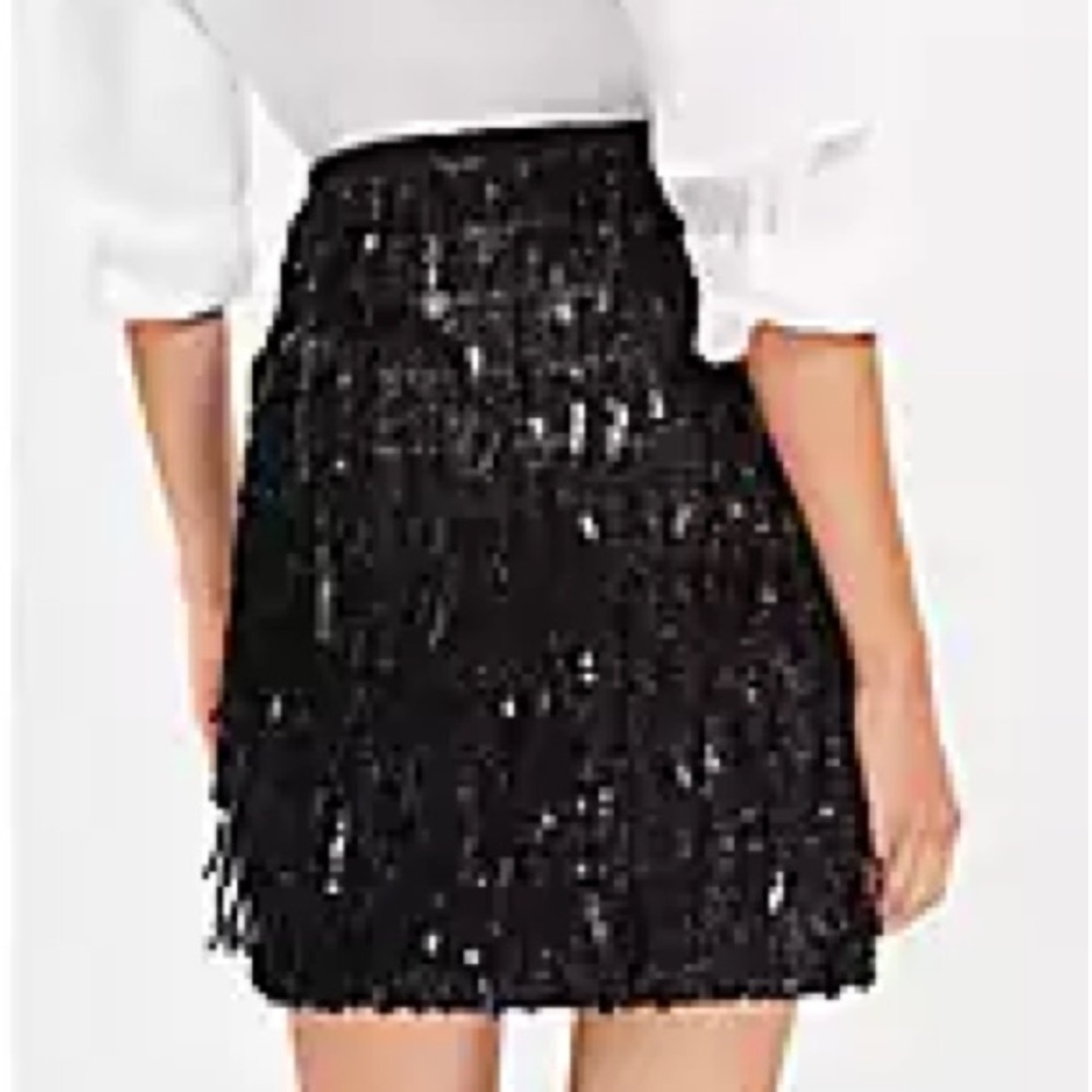 LOFT Black Sequin Mini Skirt